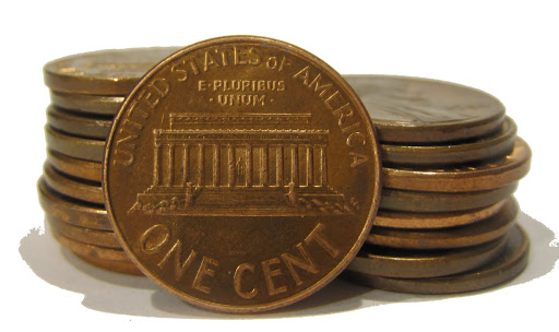 Stack of 19 pennies