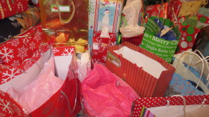 presents in reused gift bags