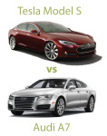 Red Tesla Model S vs. Silver Audi A7