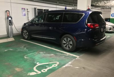 Pacifica Hybrid plugged into Level 2 EV Charger
